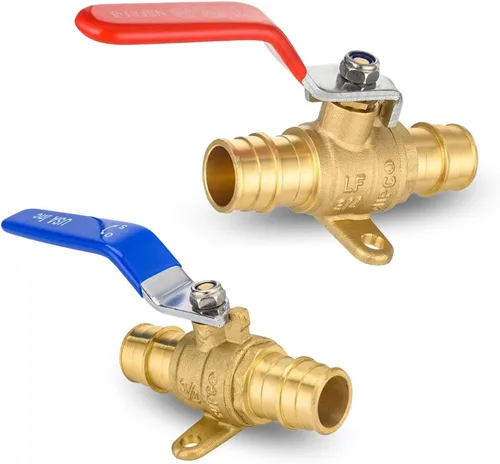 Vista 17 de Válvula de bola azul, válvula de cierre Pex A de 1/2 pulgada con oreja, válvula de bola de cierre Pex de puerto completo de latón para agua, aire