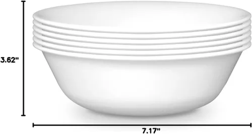 Vista 6 de Corelle 3125 Vitrelle Tazón de Cereales de Vidrio Winter Frost, Blanco, 18 oz, Paquete de 6
