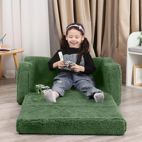 Vista 25 de MOMCAYWEX - Sofá para niños, 2 en 1, plegable, piel de melocotón, color azul