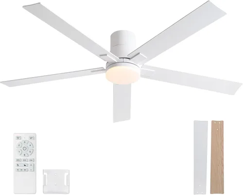 Vista 18 de Ventiladores de techo de 42 pulgadas con luces y control remoto, ventilador de techo negro con 5 aspas, motor DC reversible de 6 velocidades, LED