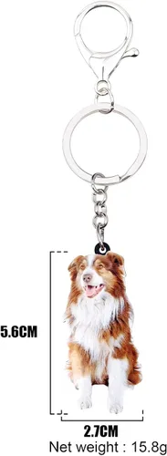 Vista 6 de DUOWEI - Llavero para perro con borde marrón, acrílico, diseño de perro
