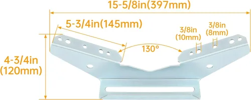 Vista 3 de KUAFU 2 piezas de soporte de ala de remolque de ajuste universal para litera, soporte de ala de pontón, soporte de ala en V, acero plateado