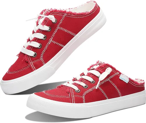 Vista 26 de Obtaom Sandalias de lona para mujer con espuma viscoelástica Clipper, tenis de moda, cómodas, fáciles de poner, sandalias sin tacón para mujer Beige