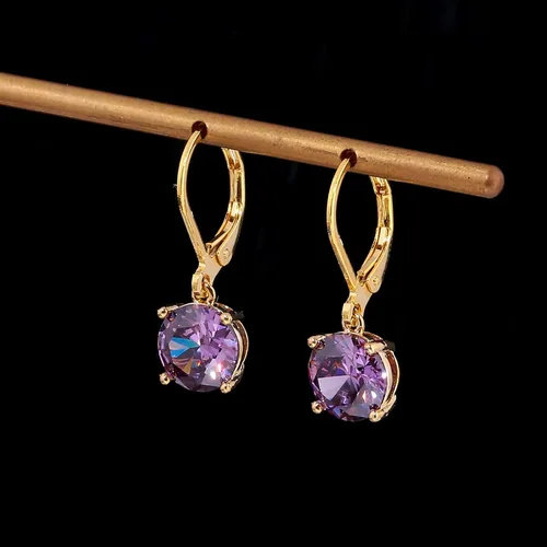 Vista 4 de CiNily Aretes colgantes con cierre de palanca de cristal creado, chapados en oro, joyería de regalo para mujeres y niñas, 0.315 in