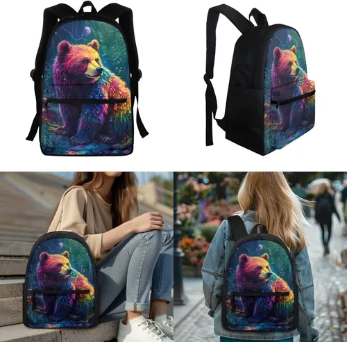 Vista 149 de FOR U DESIGNS Fuego baloncesto impreso niños escuela mochilas viaje mochila libro bolsa