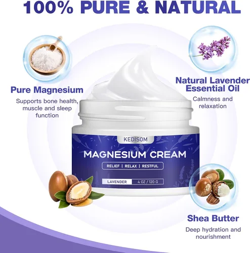 Vista 2 de Crema de magnesio para dormir - Loción tópica natural de magnesio, calma - Mantequilla corporal nocturna para hidratación profunda - Seguro