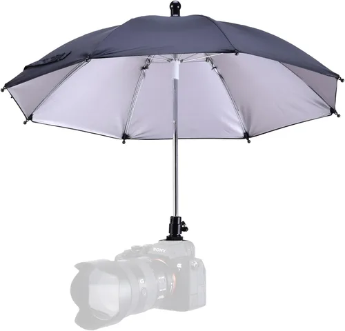 Vista 6 de DSLR cámara sin espejo de la zapata caliente paraguas lluvia cubierta protector parasol (negro)