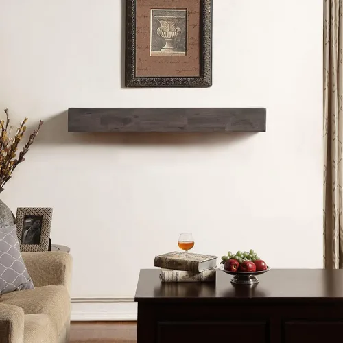 Vista 8 de Duluth Forge Mantel de madera de acacia maciza de 48 pulgadas con ménsulas, acabado blanco antiguo, perfecto para chimeneas de gas y leña
