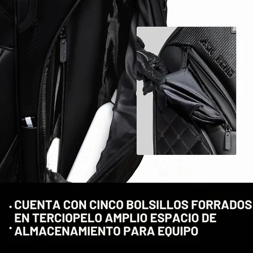 Vista 5 de ASK ECHO Bolsa de Carrito de Golf Silenciosa con Divisores de Longitud Completa de 15 Compartimentos SLC-130LE Negro