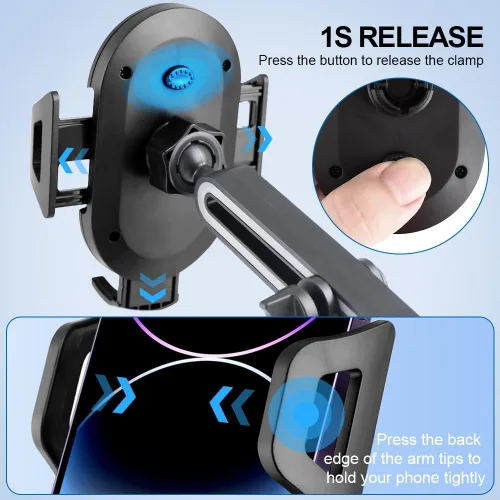 Vista 3 de Soporte universal para teléfono celular con ventosa para automóvil, soporte de celular seguro para automóvil, soporte ajustable