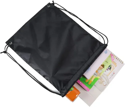 Vista 4 de CODOBON Mochila con cordón a granel Draw String Bags Cinch Bolsa de poliéster para deporte de gimnasio, Negro -, Classic