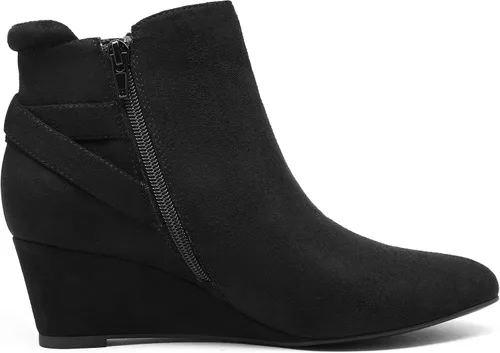 Vista 2 de DREAM PAIRS Botines de tacón de cuña negros para mujer