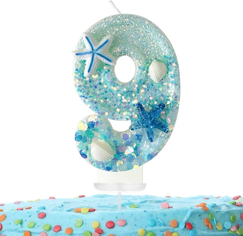 Vista 10 de Zlongron Vela número 1, velas de cumpleaños hechas a mano, decoración de pastel de cumpleaños de sirena es muy adecuada para cumpleaños, fiestas