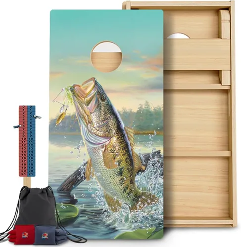 Vista 58 de CornholeGamesUSA Pro - Juego de tablas de Cornhole Fabricado en Estados Unidos Abedul báltico 3/4 Sin rebote Patas triples gruesas Dos