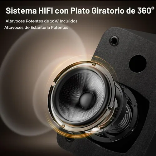 Vista 5 de VANGOA Tocadiscos de vinilo, tocadiscos de 3 velocidades con receptor Bluetooth, altavoces estéreo integrados, color negro