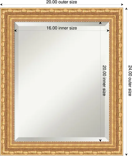 Vista 2 de Amanti Art 24x20 Bathroom Vanity Mirror, Versailles Gold Wood Frame, Rectangular Wall Mirror, Beveled Edge, Hangs Horizontally or Vertically