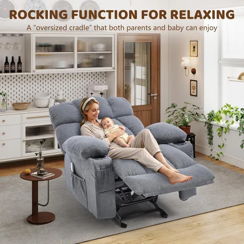 Vista 6 de Rocker - Silla reclinable para sala de estar con masaje por vibración y Gris