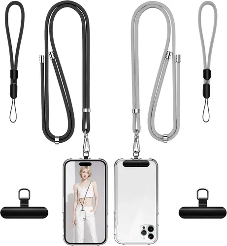 Vista 17 de Cordon para teléfono celular, cordon cruzado para teléfono con correa de cuello ajustable y paquete de 2 correas de muñeca para teléfono con parches