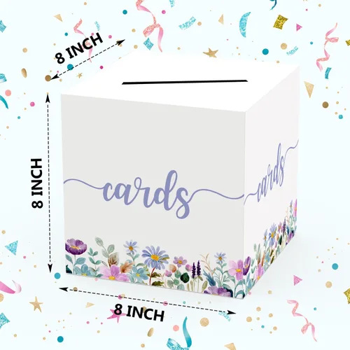 Vista 2 de Caja de tarjeta floral, regalo o caja de dinero, suministros de recuerdo de fiesta, caja de recepción de tarjetas de flores silvestres