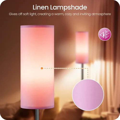 Vista 7 de Paquete de 2 lámparas de pie rosas regulables para sala de estar con 2 controles remotos e interruptor de pie, lámpara de pie de esquina, lámpara