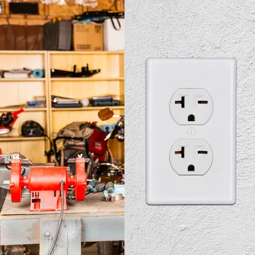 Vista 7 de Toma de pared de hoja recta 20A dúplex tomas de receptáculo eléctrico 2 polos 3 cables, 6-15R toma de corriente 6-20R receptáculo, blanco, paquete