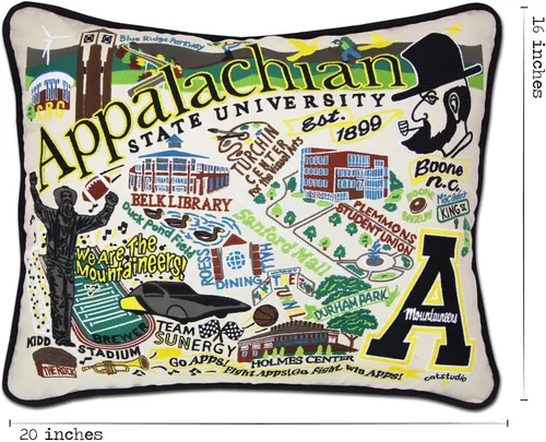 Vista 6 de Catstudio Almohada decorativa bordada colegiada de la Universidad Estatal de los Apalaches
