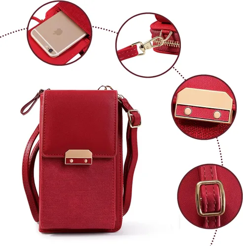 Vista 5 de Tingya Bolso cruzado pequeño para teléfono celular con ranuras para tarjetas de crédito para mujer