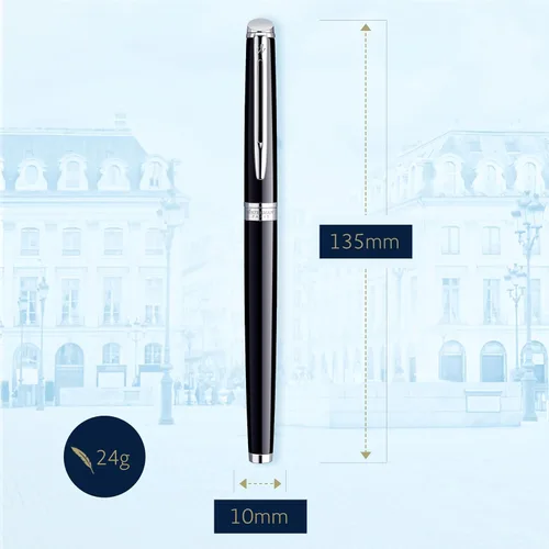 Vista 3 de Waterman - Pluma estilográfica negra con embellecedor dorado Hemisphere, Negro
