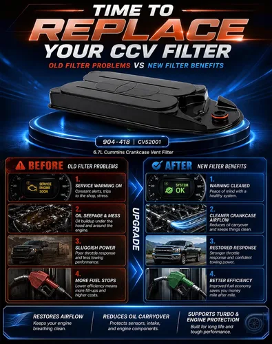 Vista 5 de Filtro CCV 6.7 Cummins para respiradero de cárter de diésel, compatible con Dodge Ram 2500 3500 4500 5500 2008 2009 2010 2011 2012 2013 2014 2015