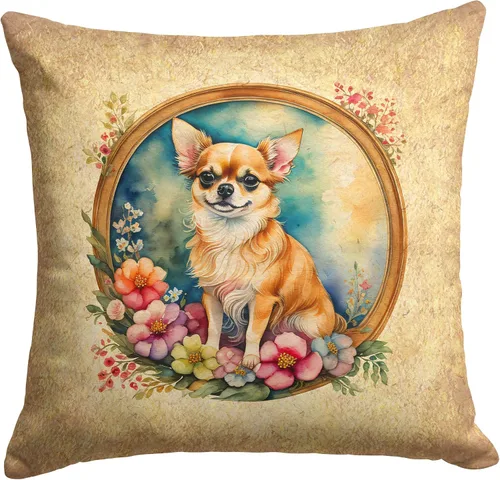 Vista 14 de Caroline's Treasures DAC2072PW1414 Affenpinscher and Flowers - Almohada decorativa de tela, lavable a máquina, para interiores y exteriores