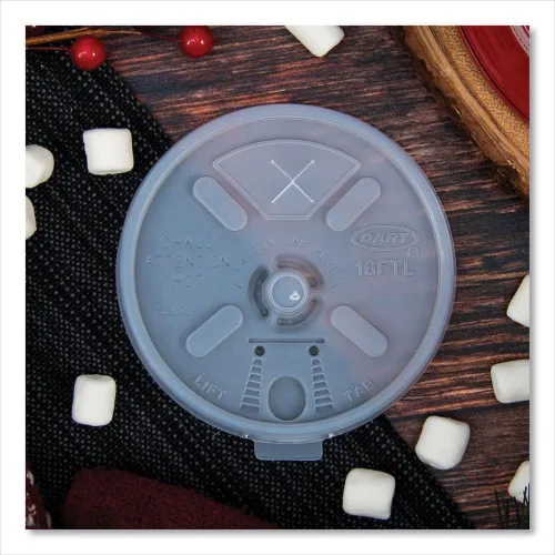 Vista 6 de Dart 16FTLS 1000-Piece/Cartón Ranura para Pajitas 12 - 24 oz. Tapas de Copa de Espuma - Translúcido