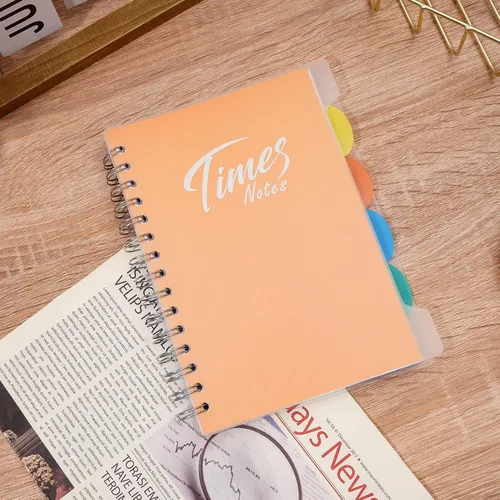 Vista 2 de Yoment Cuaderno de 5 materias con pestañas, cuaderno grande de 5 x 8 pulgadas con divisores, 240 páginas, cuadernos de plástico de tapa dura