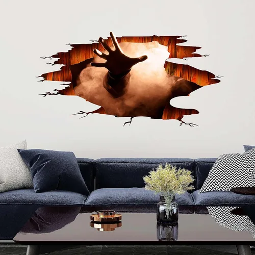 Vista 2 de Calcomanías 3D de pared de Halloween, fantasma, arañar a mano, calcomanías de pared de Halloween, decoraciones para dormitorio (1)