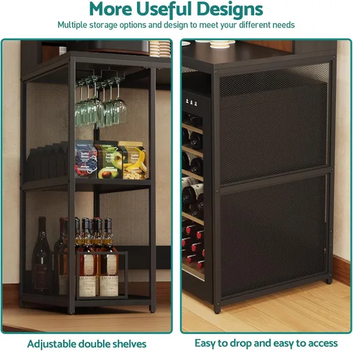 Vista 5 de Kikihouse - Estante de cocina de 4 niveles estilo industrial, soporte para mini refrigerador y microondas, estante de almacenamiento de utilidad