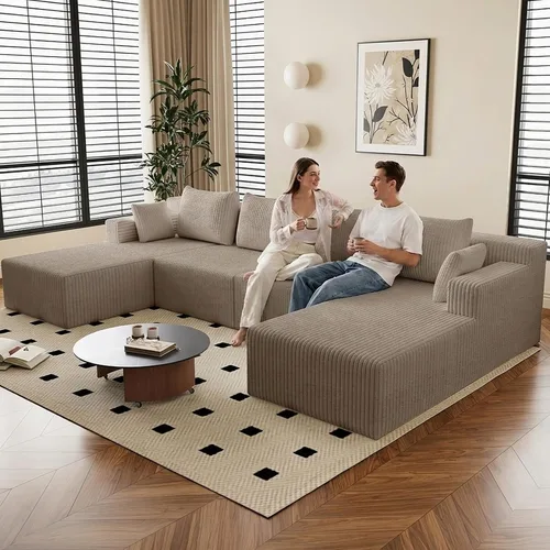 Vista 85 de Lakifun Sofá en Forma de L de 107" con Otomana, Seccional Modular Moderno Sofá Cómodo en Forma de U Nube, Asiento Profundo, Chaise Longue Cama