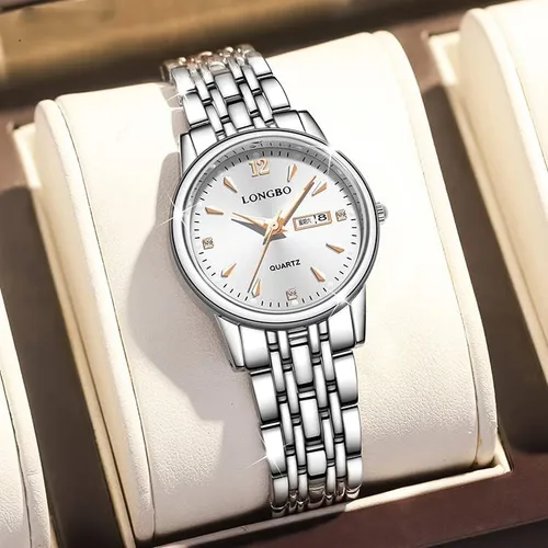 Vista 3 de Reginald Relojes de moda para mujer, manos de zafiro, acero inoxidable, impermeable, esfera de cuarzo, fecha, semana