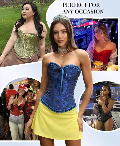 Vista 130 de SZIVYSHI Corsé para mujer, lencería moldeadora, body con cintura de encaje