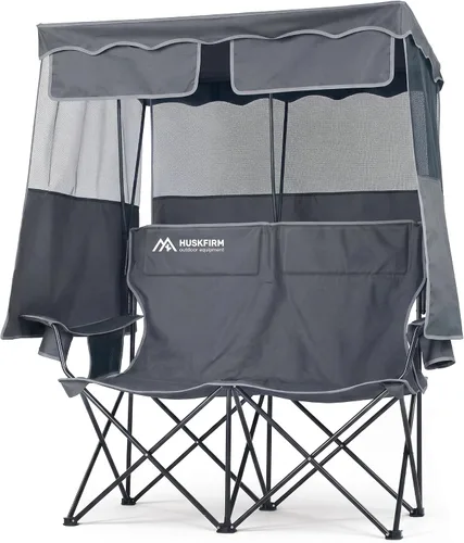 Vista 7 de Double Camping Chair with Canopy,2 Person Folding Chair with Canopy, Blue