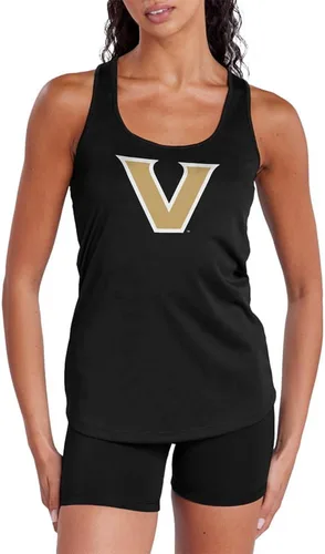 Vista 211 de Camiseta deportiva sin mangas oficial de NCAA Collegiate para mujer, con espalda cruzada, colección con logotipo primario