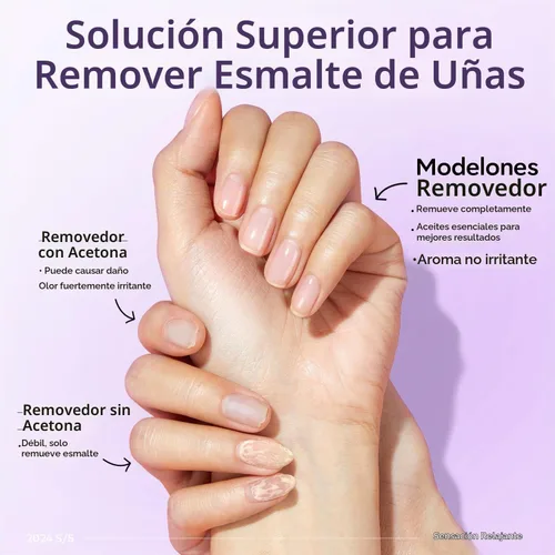 Vista 8 de modelones Removedor de esmalte de uñas de acetona, gel y esmalte de uñas