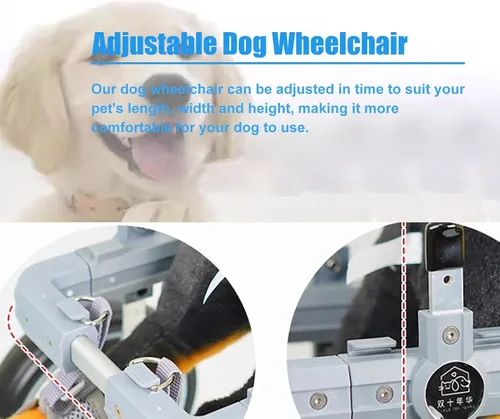 Vista 2 de Silla de ruedas para perro de 2 ruedas para pata trasera, carrito de ayuda para caminar para perros pequeños, medianos y grandes, ajustable