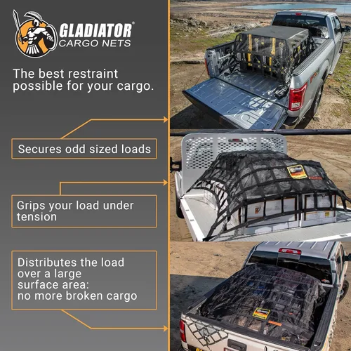 Vista 8 de Gladiator Cargo Nets - Red de carga resistente - ATV/Quad/Plane/RV (GAT-100) 2.5' x 3