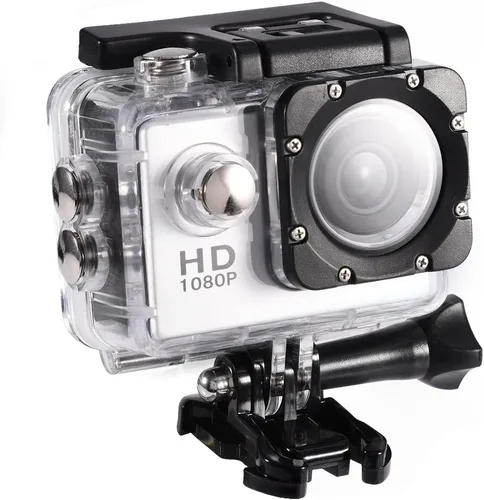 Vista 12 de Mini cámara deportiva, 2 pulgadas, 1080P, pantalla LCD completa, cámara de acción de 98.4 ft, con mini videocámara, accesorios de montaje, soporte