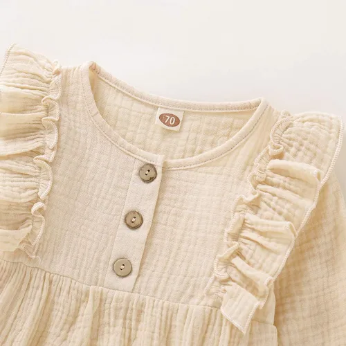 Vista 4 de Newborn Baby Girl Clothes Romper Fall Winter Outfit Ruffle Long Sleeve Jumpsuit One Pieces Romper Bodysuit