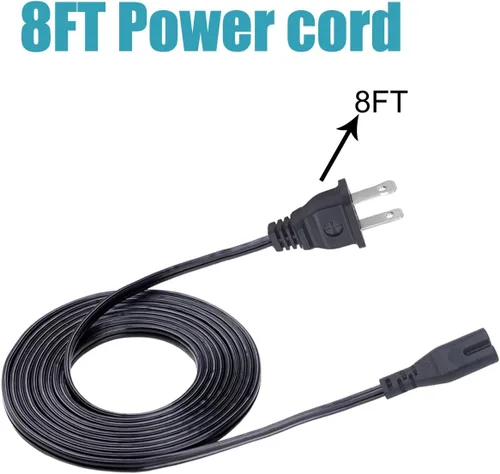 Vista 4 de Cable de alimentación de repuesto para Insignia NS-48D510NA17 NS-39L240A13 NS-40D510NA17 NS-46L240A13 NS-32L120A13 NS-46L240A Smart TV 8 pies IEC C7