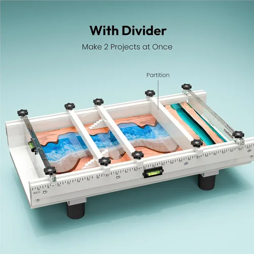 Vista 7 de Molde epoxi, molde de resina epoxi Resiners River Table con divisor ajustable, 24 x 12 x 3 pulgadas con nivel de burbuja, sistema de abrazadera