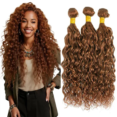 Vista 69 de Color 30 paquetes de cabello humano marrón onda del cuerpo paquetes 8 10 12 pulgadas brasileño virgen Remy extensiones de cabello humano doble trama
