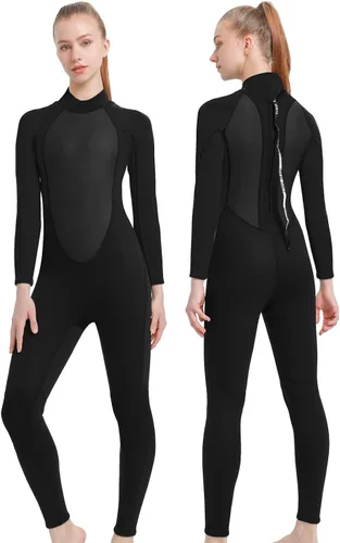 Vista 11 de Traje de neopreno completo para hombre y mujer, 0.118 in, buceo, natación, trajes húmedos térmicos, cremallera delantera/trasera, traje de baño