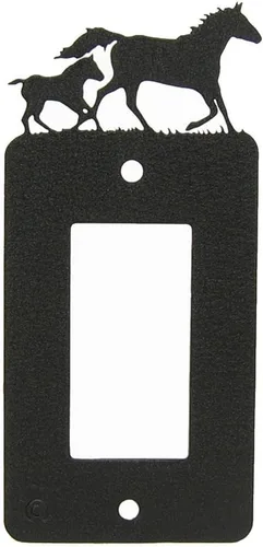 Vista 10 de Mare & Foal - Interruptor de luz de palanca de caballo y placa de pared de una sola banda (Rocker-GFCI) (palanca simple con GFCI (mecedora), negro)