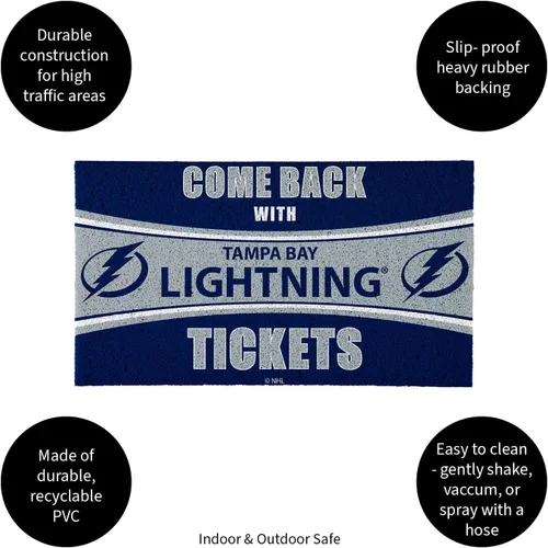 Vista 4 de Team Sports America NHL Tampa Bay Lightning Entrada interior y exterior 28 x 16 pulgadas Parte trasera antideslizante Tapetes de bienvenida